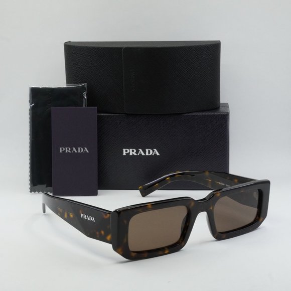 PRADA PR06YS 2AU8C1 SUNGLASSES tortoise shell rectangular sleek frames - Picture 10 of 10